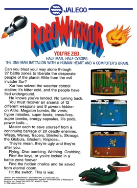 Robo Warrior (USA) box cover back